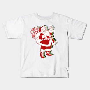 Santa Clause Christmas Vintage Retro Vibe of the 40's 50's 60's Kids T-Shirt